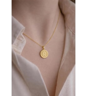 Kişiye Özel 925 Ayar Gümüş Aslan Burcu Sembol Kolye (Gold)