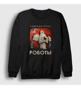 Presmono Unisex Siyah Robots CCCP Sovyetler Birliği Sweatshirt 267628tt