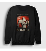 Presmono Unisex Siyah Robots CCCP Sovyetler Birliği Sweatshirt 267628tt
