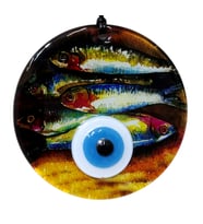 Balık Desenli 12 Cm Füzyon Cam Duvar Süsü (Çok Renkli)