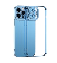 ALLY Fashion Series iPhone 12 Pro Max Kılıf Renkli Kenar Lazer Çerçeveli Silikon Kılıf (Mavi)
