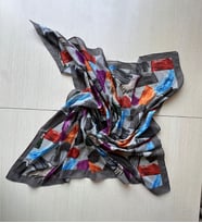 Modakaşmir Fırça Desenli Bambu Eşarp (Krem, Kahve ve Gri Tonlar) (Koyu Gri - Siyah)