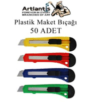 Maket Bıçağı Plastik Büyük Boy 50 Adet 18 mm Plastik Falçata Bıçağı Büyük Boy (Çok Renkli)
