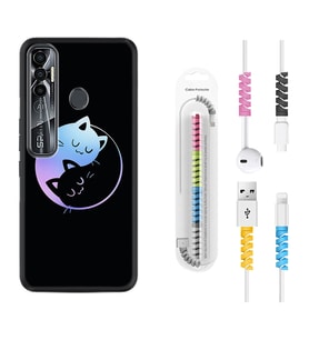 Tecno Spark 6 6 Go 8C 8 Pro 7 7 Pro Kılıf Kablo Koruma Spiral Silikon Love Cats 1604