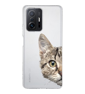 Xiaomi  Mi 11T Pro  Uyumlu Kapak Catface Tasarımlı Şeffaf  Kılıf