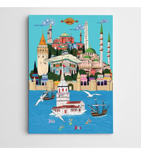 İstanbul Mimari Eserler Modern Sanat Kanvas Tablo