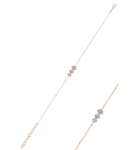 Gümüş rose zirkon  taşlı pırıltı bileklik SGTL11860ROSE