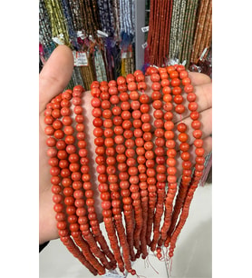 Mercan Taşı -Parlak Turuncu 6.5mm Doğal Taş Dizi