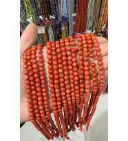 Mercan Taşı -Parlak Turuncu 6.5mm Doğal Taş Dizi