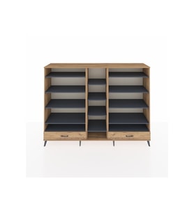 Hyperion Dolap 14 Raflı 2 Çekmeceli  220x44x163 Çam-Antrasit/Çam