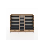 Hyperion Dolap 14 Raflı 2 Çekmeceli  220x44x163 Çam-Antrasit/Çam