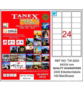 Tanex 64X34 Mm Lazer Etiket Tw-2024