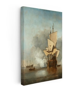 Kanvas Tablo Willem van de Velde Savaş Gemisi Deniz Manzarası Ressam Tablosu Duvar Dekoru