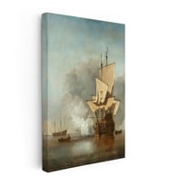 Kanvas Tablo Willem van de Velde Savaş Gemisi Deniz Manzarası Ressam Tablosu Duvar Dekoru