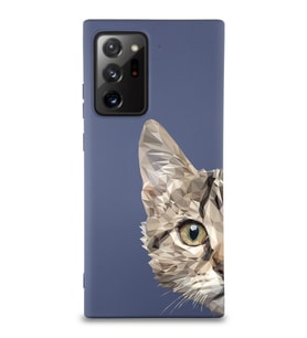 Samsung Galaxy Note 20 Plus Uyumlu Lansman Kılıf Catface Tasarımlı İçi Kadife Kapak-Petrol Mavisi (Şeffaf)