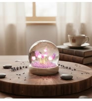 Ev Dekorasyon Dekoratif Lale Çiçek Gece Lambası led ışıklı kristal taşlı (Mor)