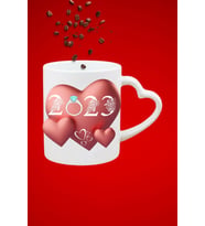 Yıl Dönümü 2023 Baskılı Sevgiliye Hediye Kalp Kupa Bardak Porselen Çay Kahve Fincanı