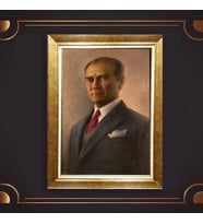 Özel Seri Paspartulu Çerçeveli Atatürk Tablo l40 (Gold)