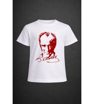 Erkek-Kız Çocuk ATATÜRK Baskılı Kısa Kollu T-Shirt 23 Nisan-10 Kasım-19 Ekim-Özel Bayramlar