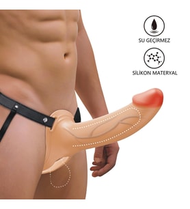 Lilitu Shop 16,8 cm Belden Bağlamalı İçi Boş 4,2 cm Dolgulu Strapon Dildo - Landon S