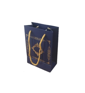Karton Hediye Çantası Saray Desenli Gold Yaldızlı 12X17 (25 Adet)  Lacivert