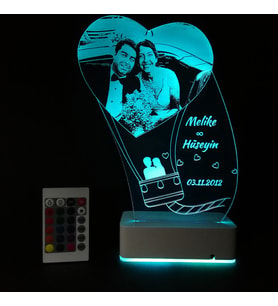 Sevgiliye Özel 3D Fotoğraflı Uçan Balon 16 Renk Dekoratif Led Lamba