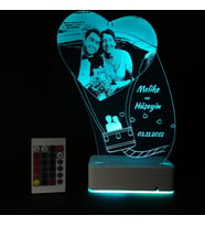 Sevgiliye Özel 3D Fotoğraflı Uçan Balon 16 Renk Dekoratif Led Lamba