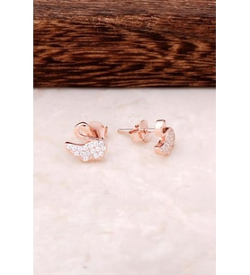 Kuğu Rose Gümüş Küpe 4333