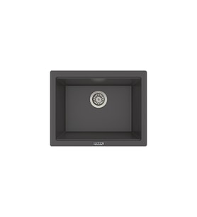 POLEX Cristalüx Granit Eviye P-09 Tezgah Altı Ve Tezgah Üstü Kare Mutfak Evyesi 55,5x43,5cm (Antrasit)