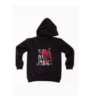 Spiderman baskılı örümcek adam kapüşonlu pamuklu kumaş çocuk sweatshirt (Siyah)