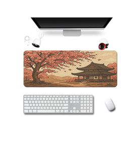 SonicTouch UltraGrand Japon Kiraz Ağacı Japon Evi Xxl Gaming Oyuncu Pembe Klavye Mouse Pad 40x90Cm