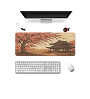 SonicTouch UltraGrand Japon Kiraz Ağacı Japon Evi Xxl Gaming Oyuncu Pembe Klavye Mouse Pad 40x90Cm