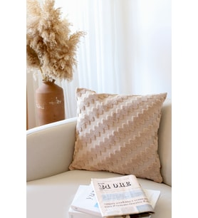 Bohem Özel Tasarım Punch Panç Desen Kare Dekoratif Kırlent Kılıfı 50x50 cm Zigzag Natural