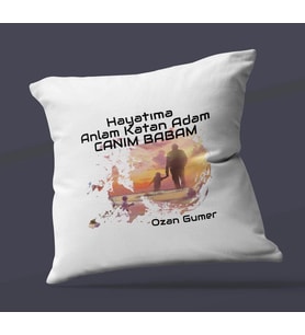 Kişiye Özel Hayatıma Anlam Katan Adam Tasarım Saten Kare Yastık (Beyaz)