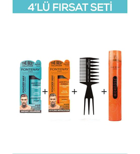 Fontenay Saç Şekillendirici Pudra Toz Wax Mat Effect Ve Ultra Strong 20gr + Şekil Tarak'ı 2 + Saç Spreyi  400ML 4'lü Set