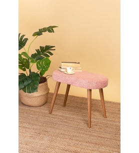 Dekoratif Oval Bench-tedy Kumaş Pufu Pembe