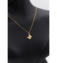 Kadın Sarı Minimalist Kelebek Taşlı Çaprak Kolye 925 Ayar Gümüş