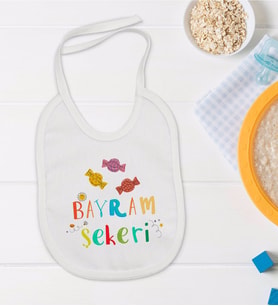BK Kids Bayram Şekeri Tasarımlı Bebek Mama Önlüğü - Model 1