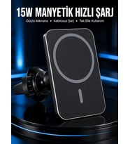15W Manyetik Araç İçi Kablosuz Şarj Cihazı MagSafe Uyumlu Telefon Tutucu