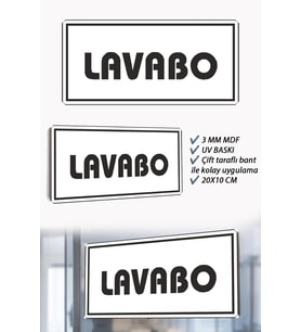 Lavabo Yazılı Beyaz MDF Kapı Levhası