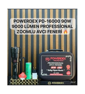 Powerdex PD-16000 90W 9000 Lümen Profesyonel Zoomlu Uzun Menzilli Avcı El Feneri LED Özellikli