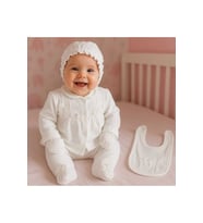 0-3 AY KIZ BEBEK İNCİ KELEBEK NAKIŞLI %100 PAMUK 5Lİ SET (Parlak Beyaz)