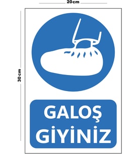 Metal Galoş Giyiniz 20cm x 30cm A4 Büyüklüğünde Uyarı Levhası Yönlendirme Tabelası