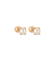 İkili Tragus Doğal İnci Çift Taraflı Top Piercing (Rose)