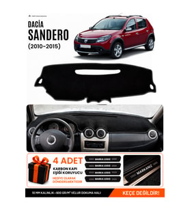 DACIA SANDERO (2010-2015) Uyumlu Torpido Örtüsü Torpido Kılıfı - Siyah
