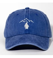 Kişiye Özel Nakışlı Eskitme Şapka Nihilist Penguen (Mavi)