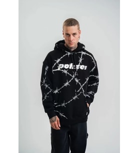 POLIZEI Premium Kalite Kapşonlu Varak Ve Pano Baskılı SweatShirt - Siyah