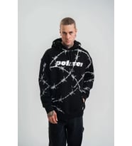 POLIZEI Premium Kalite Kapşonlu Varak Ve Pano Baskılı SweatShirt - Siyah