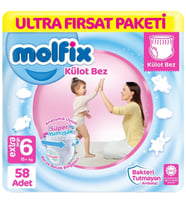 Molfix Külot Bez Ultra Fırsat Paketi 6 Beden 15+ Kg 58 Adet