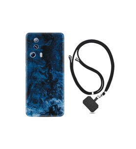 Xiaomi 13 Lite Kılıf Ipli Boyun Askılı Desenli Silikon Blue Zigzag 1687